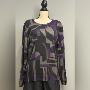 Ralph Lauren Exclusive Silk Cashmere Sweater 3X – Abstract Purple/Gray Print